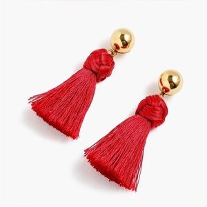 J.Crew red ball and tassel earrings